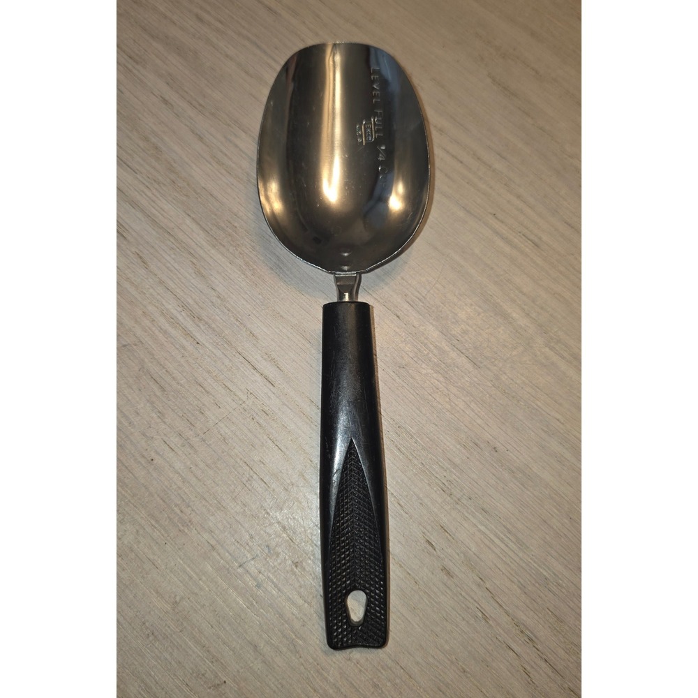 Vintage EKCO Stainless Steel 1/4 Cup Measuring Scoop Black Handle USA Made